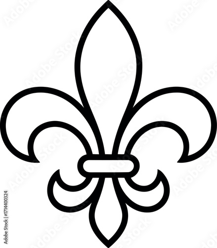 Elegant fleur de lis symbol outline icon minimalist royal heraldic design vector