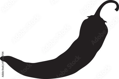 black silhouette of chili pepper on white background, vecto