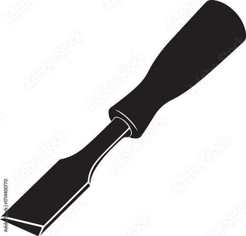 black silhouette of chisel on white background, vector
