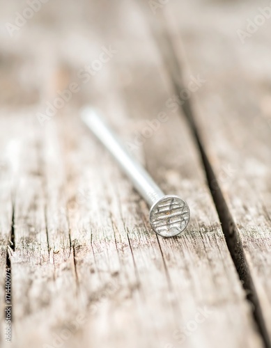 Close-up nail on weathered wood