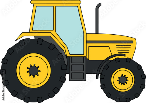 Yellow tractor agricultural vehicle farming machinery vector