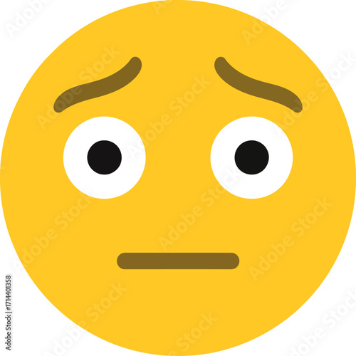Worried face emoji expressing concern and uncertainty vector