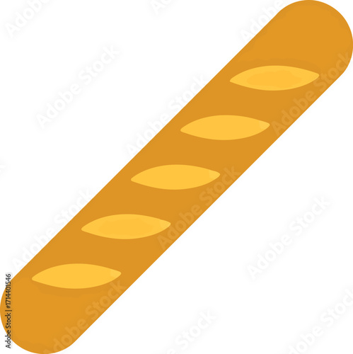 Golden baguette loaf isolated freshly baked french bread vector