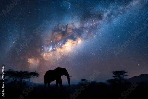 Milky Way Over Elephant Silhouette