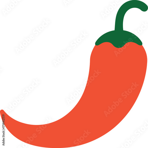Vibrant red chili pepper icon minimalist food ingredient graphic vector