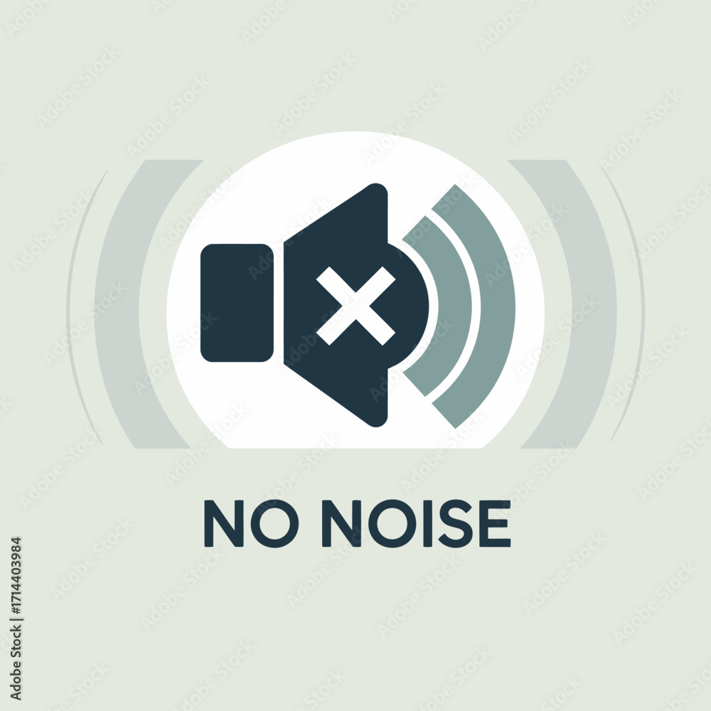 Fototapeta premium Muted speaker icon graphic represents silence no sound off button symbol with text no noise for audio controls and alerts vector