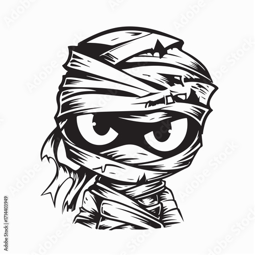 Little Horror Mummy Character Vector Illustration on White Background