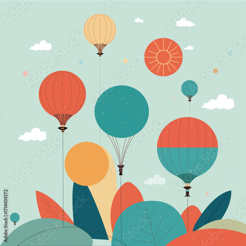 abstract compositions,  illustration, hot air balloon
