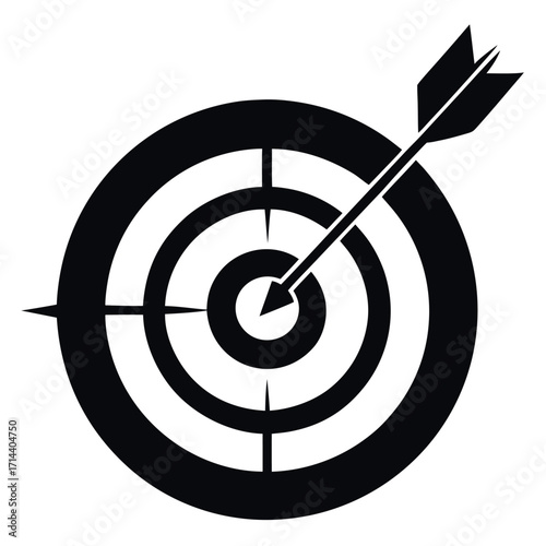 Minimalist bold black silhouette of a dart