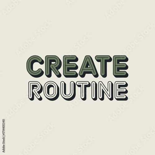 Creative retro text effect enhance create routine design concept for productivity and lifestyle vector