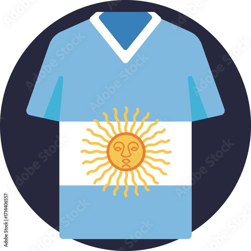 Soccer shirt representing Argentina’s national team colors and design.
