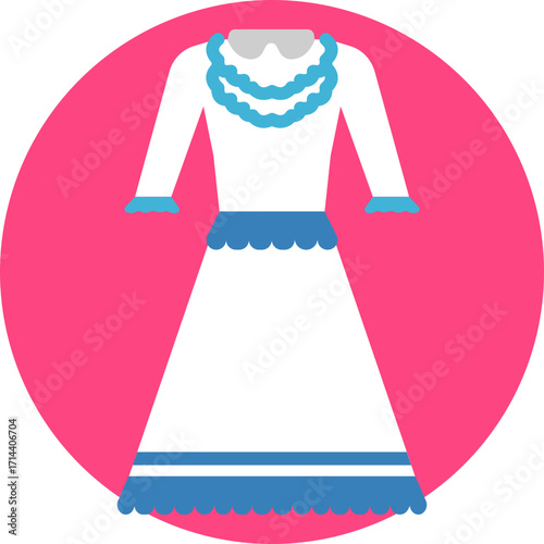 Traditional Argentine dress inspired by folkloric and tango fashion.