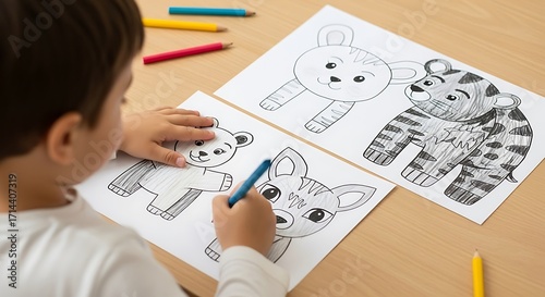 Boy Drawing Animals.