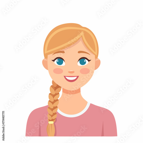 Smiling Girl with Braided Hair A Cheerful and Happy Portrait
