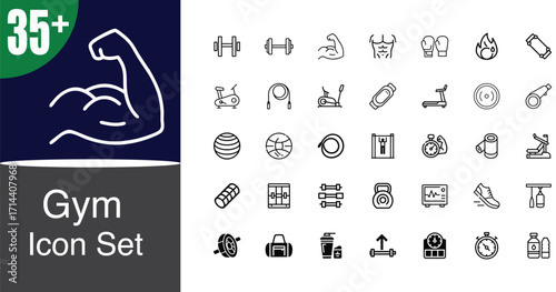 Comprehensive gym icon set for fitness and workout applications digital design elements