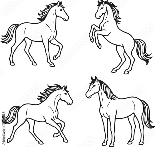 line art horses