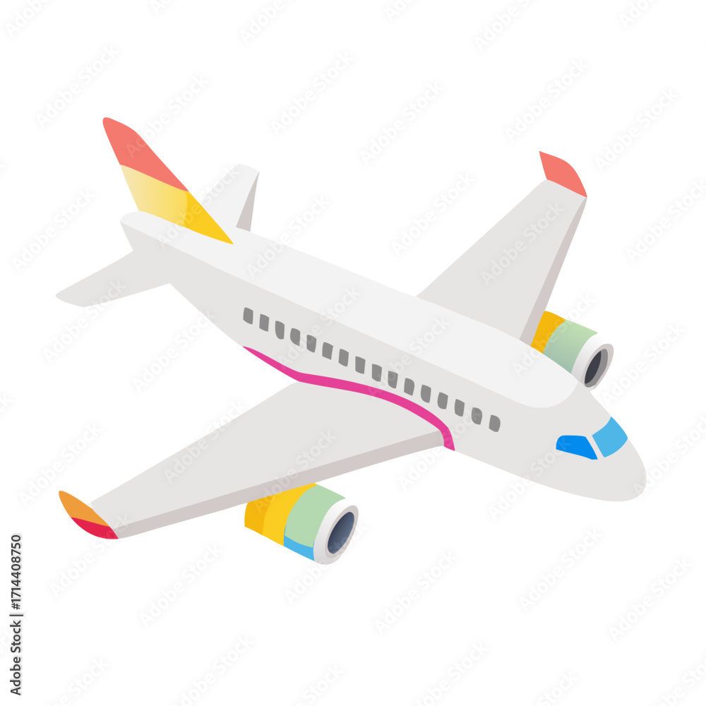 Naklejka premium Passenger Airplane with Wings Colored Icon