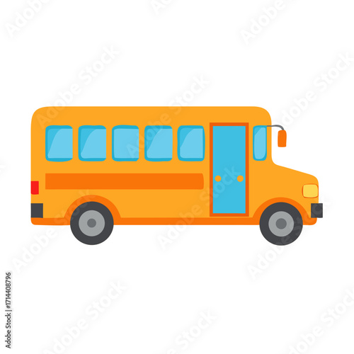 Orange School Bus with Windows Colored Icon