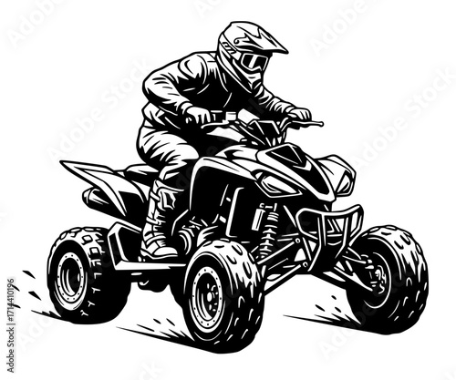 Rider on a quad bike in full gear, extreme sport svg, ATV racing svg, off-road svg, quad bike svg