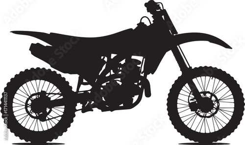 black silhouette of dirt bike on white background, vecto