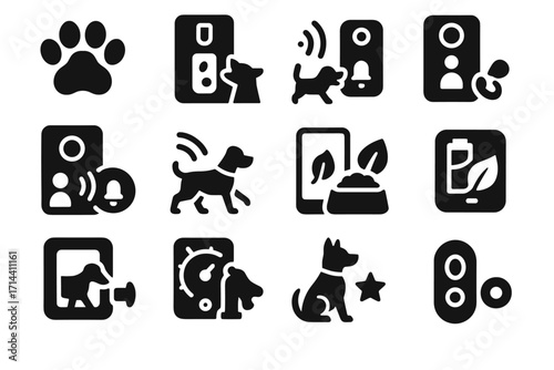 Doorbells paw detection sensor remote camera vector button icon door eco pet