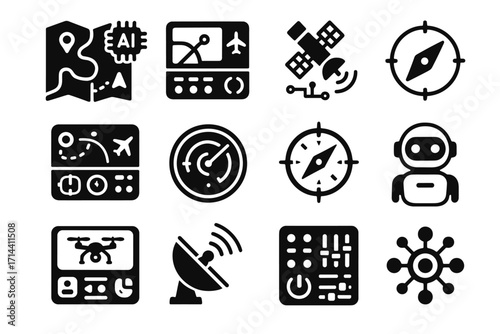 Pilot ai vector panel system voice planner command icon assistant module satellite
