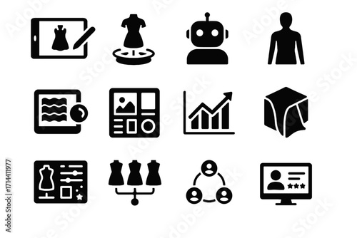 Icon assistant virtual vector interactive ai draping style fashion design panel interface