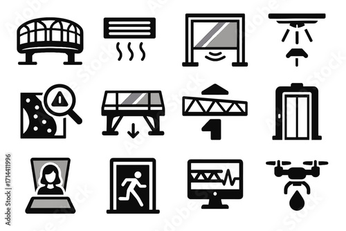 Panel climate security guide skybridge vector icon icons holographic cleaning scanner futuristic