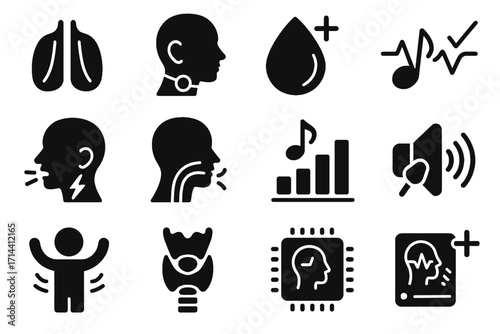 Icon indicator hydration ai voice vector module larynx therapy health detector chart