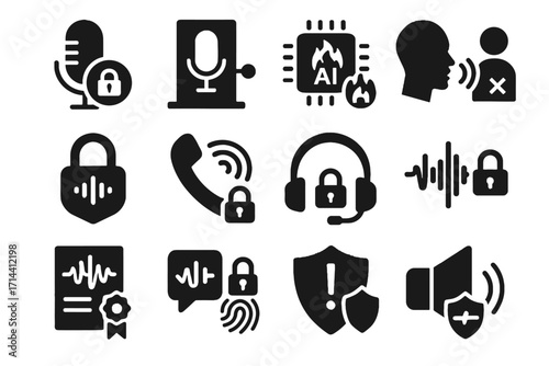 Shield privacy icon secure certificate voice microphone sound vector ai encrypted security