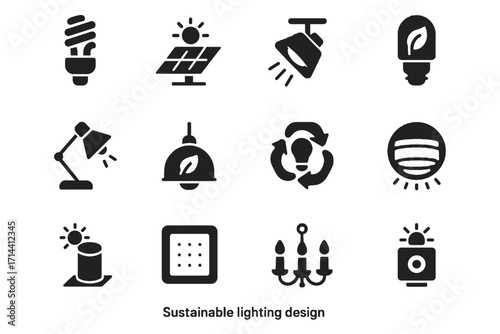 Natural unit harvesting lamp icons fixture vector sustainable icon lighting light wall