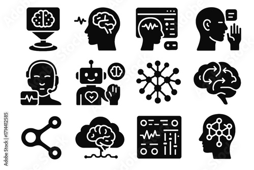 Connectivity network vector pathway readout icons synapse futuristic brainwave board icon memory