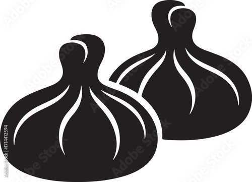 black silhouette of dumplings on white background, vector