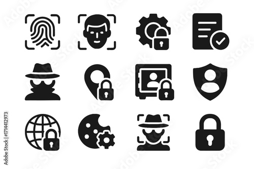 Protection authentication user privacy anonymization vector icon secure icons settings data