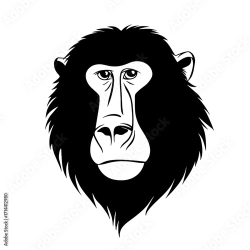 Macaque. Macaque simple black and white line art vector logo