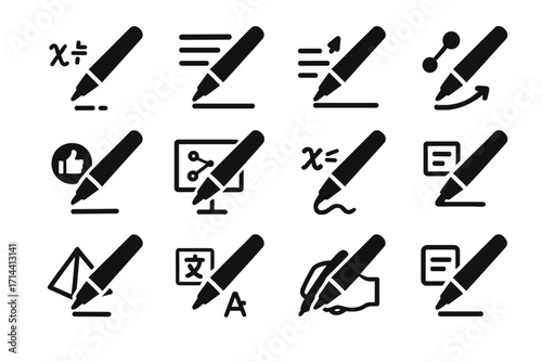 Digital marking icons educational displaying icon pen connected vector feature stylus vocabulary
