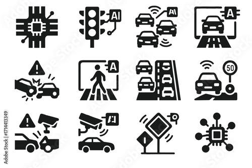 Unit vector iconography light system smart hub sign vehicle traffic icon