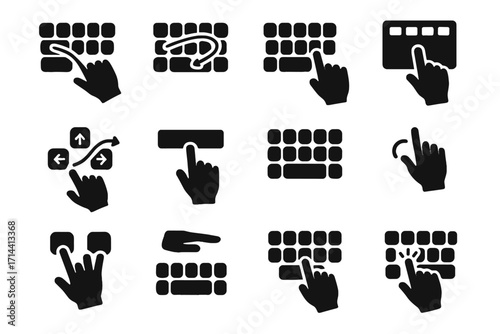 Icons feedback sliding keys keyboard vector typing hand hovering icon gesture input