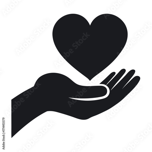 Minimalist graphic illustration of an open hand offering something