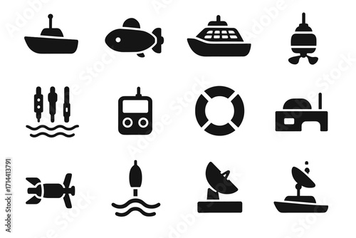 Radar panel mini boat vector fins icon nano autonomous console hull system