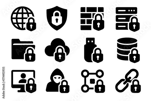 Network icons folder data server vpn protection vector security lock icon login