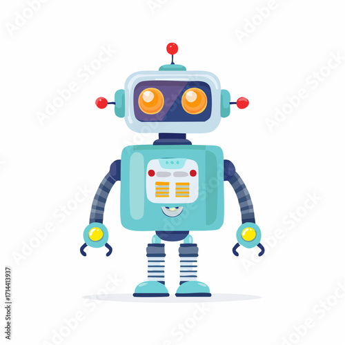 Charming Cartoon Robot A Delightful Illustration of Futuristic Technology and Artificial Intelligence