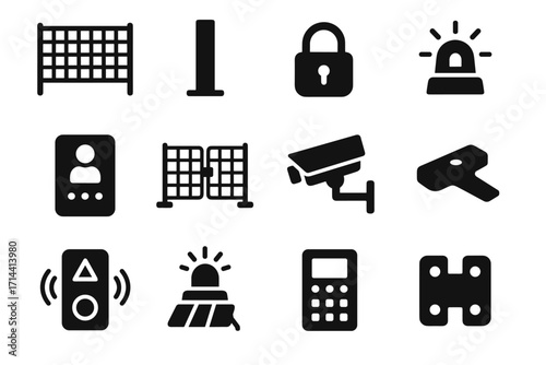 Access light construction vector smart collection badge control mesh post surveillance icon