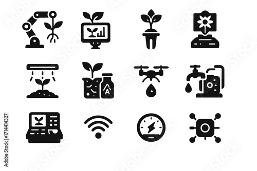 Icons wireless greenhouse icon vector nutrient automated robotic meter moisture water chart
