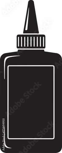 black silhouette of glue bottle on white background, vector