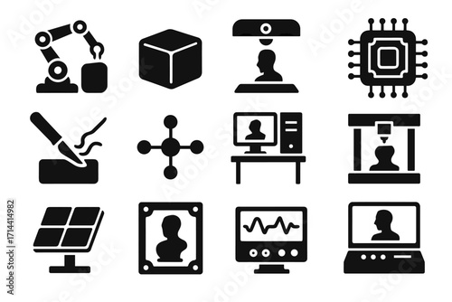 Sculptor energy ai advanced display tool scanner nodes precision icon vector workstation