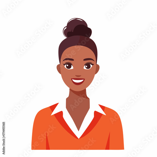 Smiling African American Woman in Orange Blazer - Professional Portrait Illustration