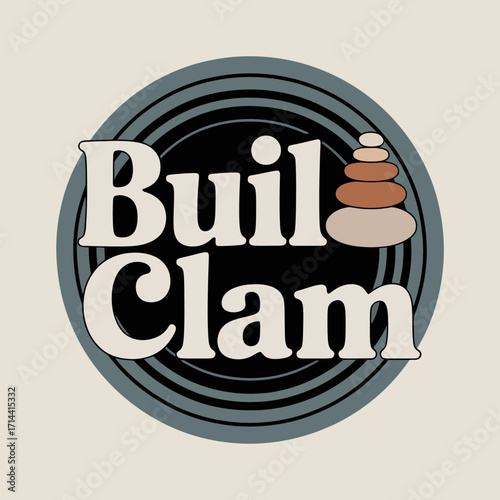 Zen wellness logo with balanced stones and serene text typography represents calm and harmony in a circular emblem design concept vector