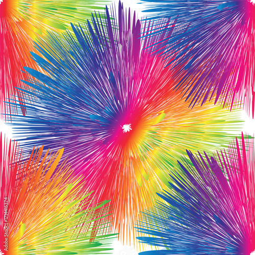 Vibrant Rainbow Explosion Seamless Abstract Pattern