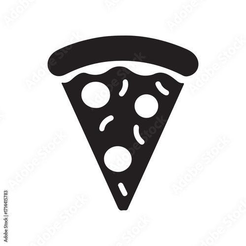 Black and White Pizza Slice Icon